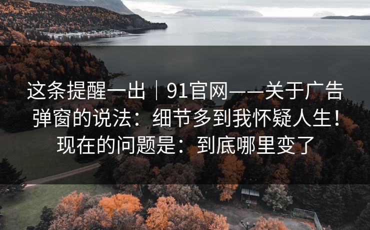 这条提醒一出｜91官网——关于广告弹窗的说法：细节多到我怀疑人生！现在的问题是：到底哪里变了  第1张