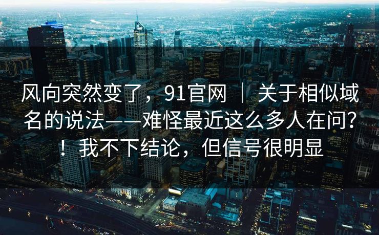 风向突然变了,91官网 | 关于相似域名的说法——难怪最近这么多人在问?!我不下结论,但信号很明显 第1张 风向突然变了,91官网 | 关于相似域名的说法——难怪最近这么多人在问?!我不下结论,但信号很明显 第1张
