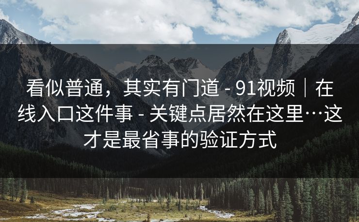 看似普通,其实有门道 - 91视频|在线入口这件事 关键点居然在这里…这才是最省事的验证方式 第1张 看似普通,其实有门道 - 91视频|在线入口这件事 关键点居然在这里…这才是最省事的验证方式 第1张